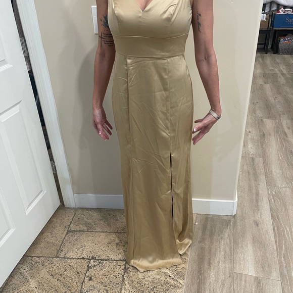 Elegant Golden Evening Dress Celebrate Davids Bridal Studio Size 6 NWT - Picture 5 of 14